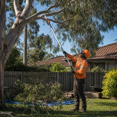 Tree Pruning in Cairns. Canopy thinning, frond cleaning and deadwooding to reduce wind load before cyclone season and improve light through dense tropical growth.